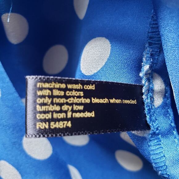 Polka Dot Blue Pintuck Semi Sheer Blouse Size Small by Outback Red - Picture 11 of 11